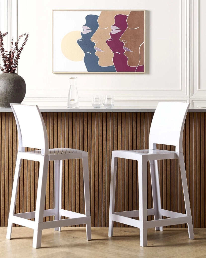 Set di 2 sgabelli da bar plastica bianco sedie da bar sedia alta cucina moderno