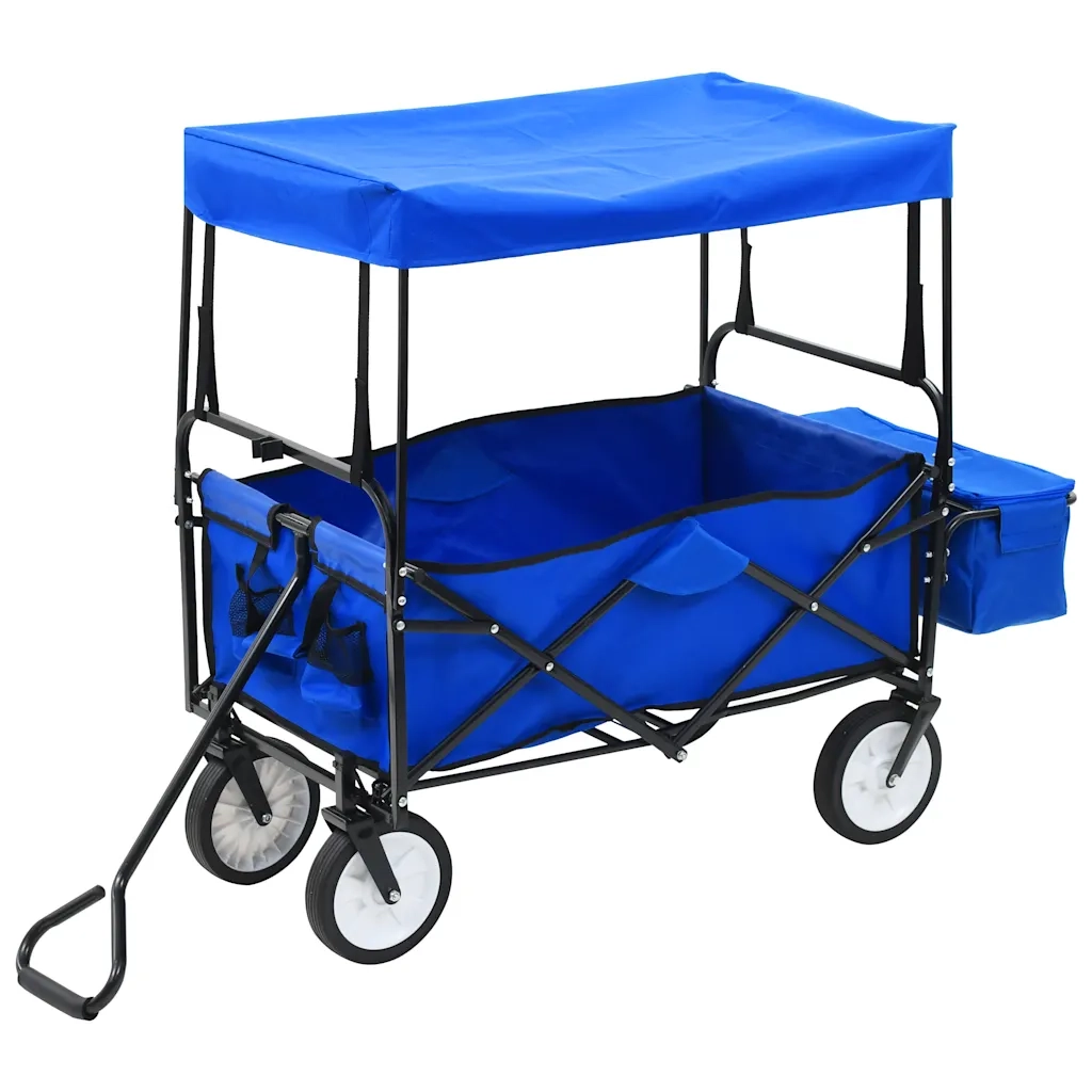 Carrello Pieghevole a Mano con Tettuccio in Acciaio Blu CFW9444641