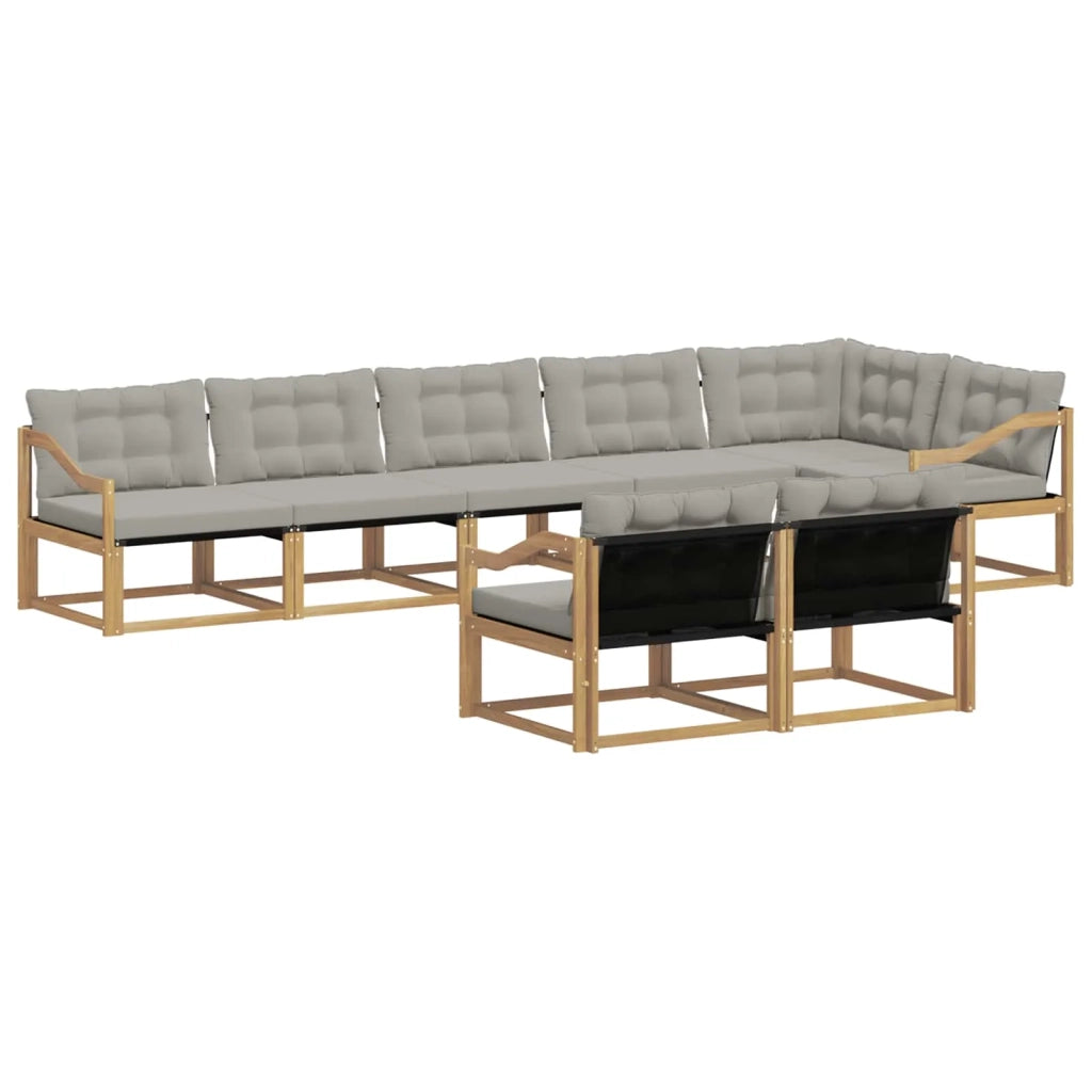 Set di divani da esterno 8 pz Bianco e Grigio Chiaro 3388813