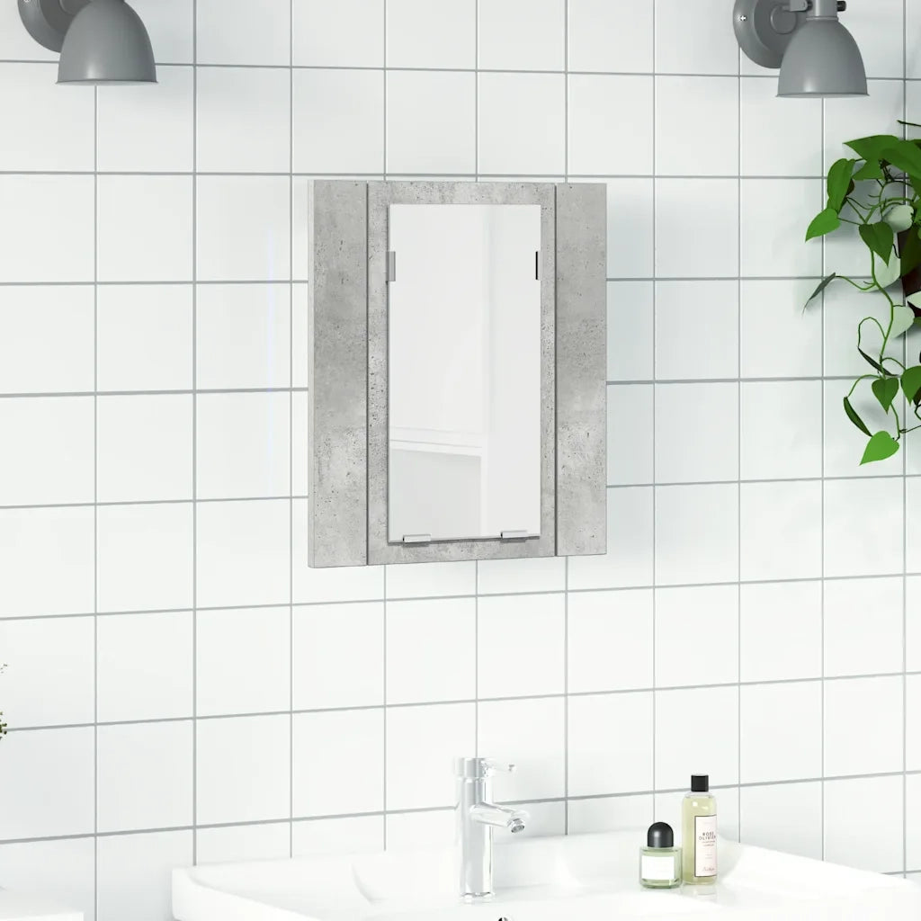Armadietto a Specchio con Luci LED Grigio Cemento in Acrilico 804952