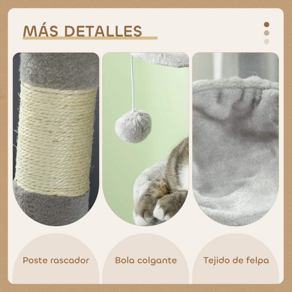 Albero tiragraffi per gatti con piattaforme e sisal ¨C zephmum ¨C grigio chiaro 104 cm
