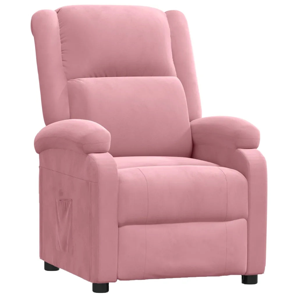 Poltrona Reclinabile Rosa in Velluto