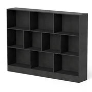 Libreria a 10 cubi con 2 kit anti-ribaltamento, Organizzatore di stoccaggio a 3 ripiani in legno alto 140cm Nero-Librerie