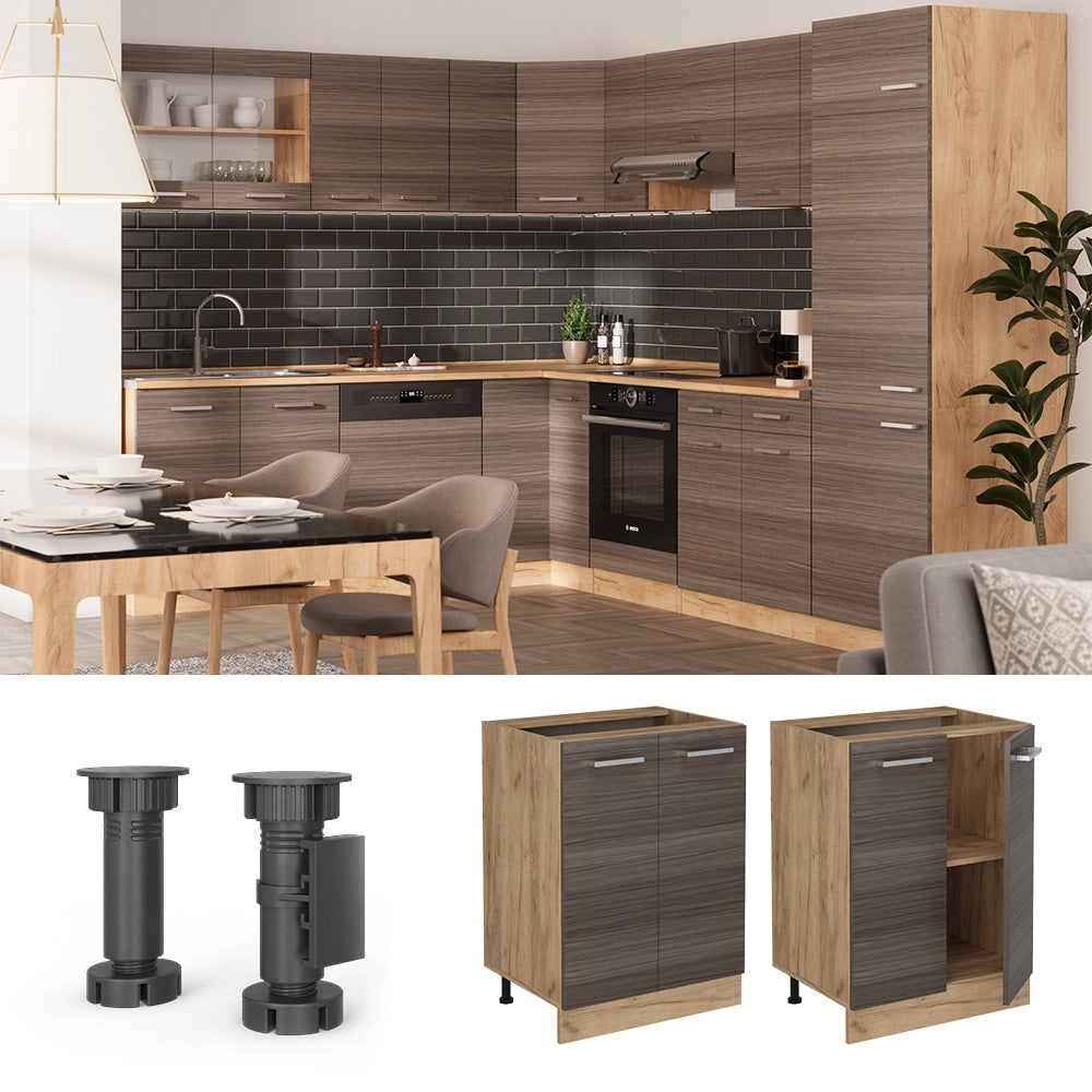 Vicco Mobiletto base cucina Grigio nobile 60 cm PL Marmo