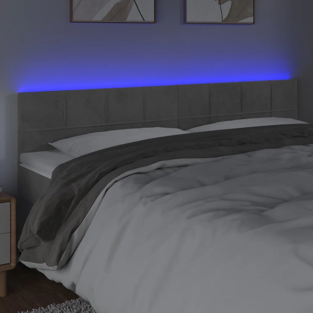 Testiera a LED-Testata con LED Grigio Chiaro 160x5x78/88 cm in Velluto 861149