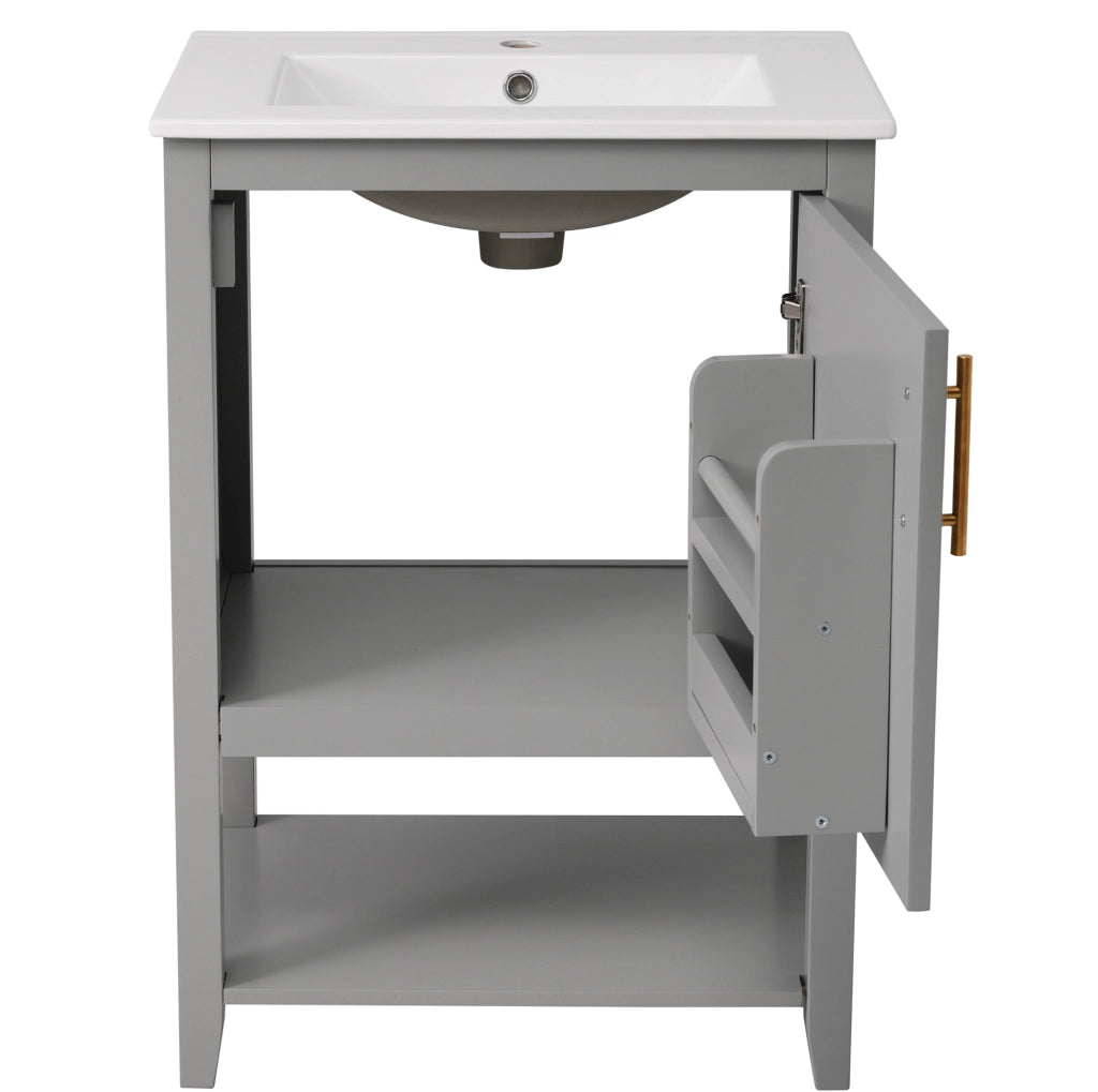 Mobiletto bagno con ripiani in MDF grigio