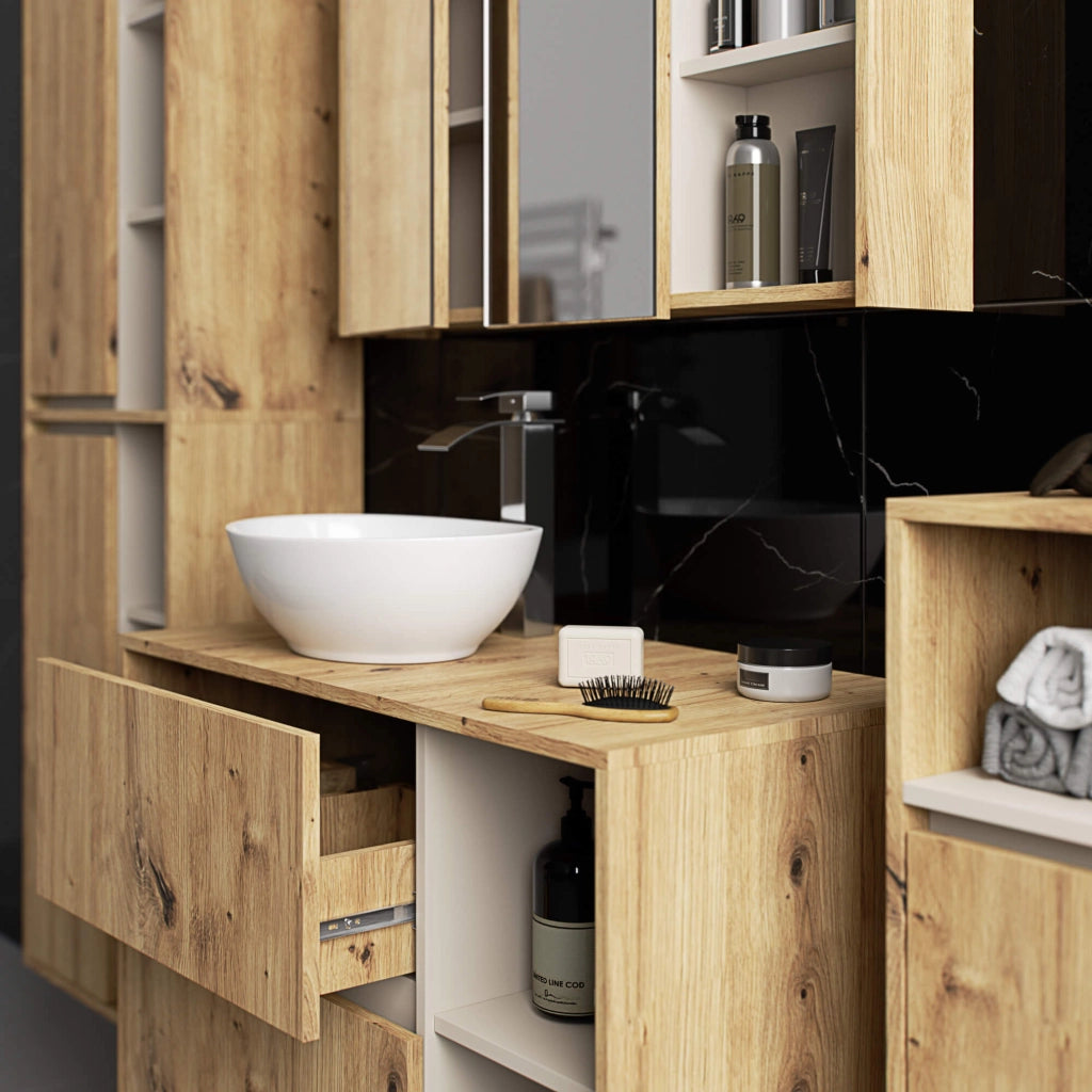 Colonna bagno sospesa VAMI Rovere Artisan, Cashmere 50 cm 2 ante 50x30x170 cm