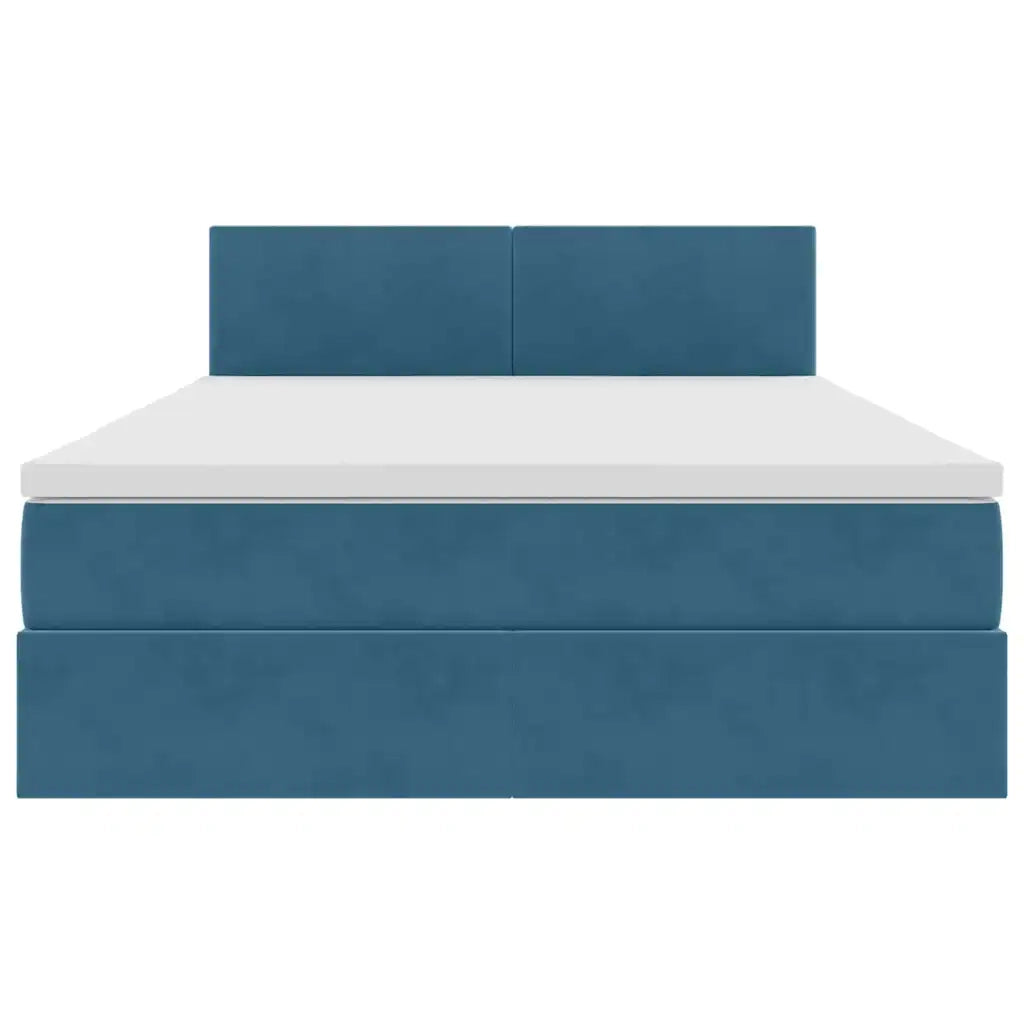 Letto con contenitore e LED Blu Scuro 140 x 200 cm Velluto 3371341