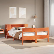 Letto Libreria senza Materasso Marrone Cera 140x200 cm in Pino 3322950