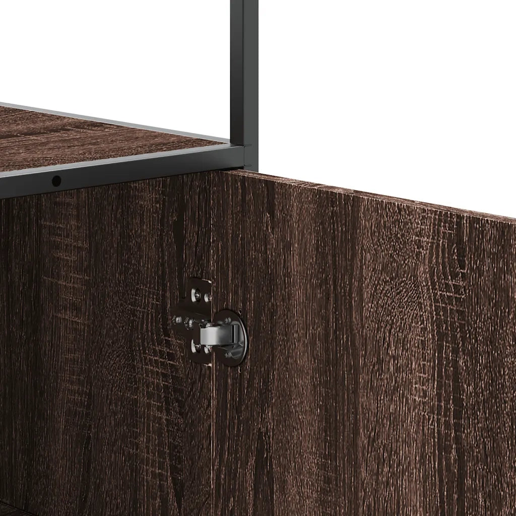 Credenza Rovere Marrone 68x35x139 cm Legno Multistrato Metallo 849053