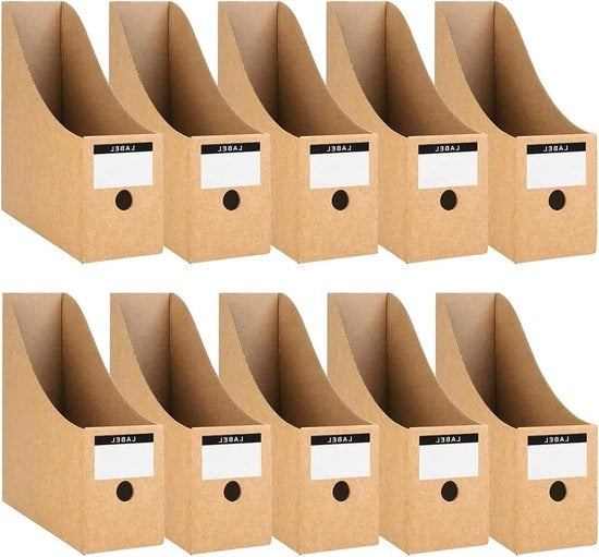 10 contenitori per raccogliere riviste in cartone di Kraft - organizzatore per documenti e cartelle - contenitori per attrezzi da scrivere