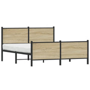 Letto matrimoniale | Letto per adulti | Giroletto senza Materaso in Metallo Rovere Sonoma 150x200 cm