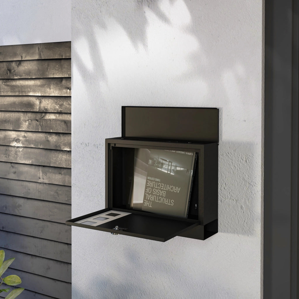 Cassetta postale da parete in metallo ¨C Xylo ¨C Grigio antracite con serratura 36,5x11,5x29cm