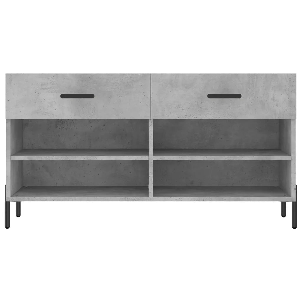 Panca Porta Scarpe-Sgabello-Panca Scarpiera Grigio Cemento 102x35x55cm Legno Multistrato 133236