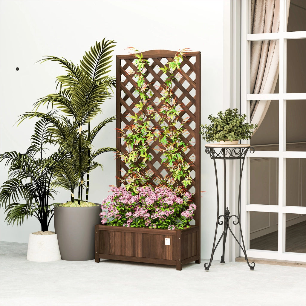 Fioriera con Griglia 76x36x170cm ¨C Xylo ¨C Legno Pino Marrone Scuro