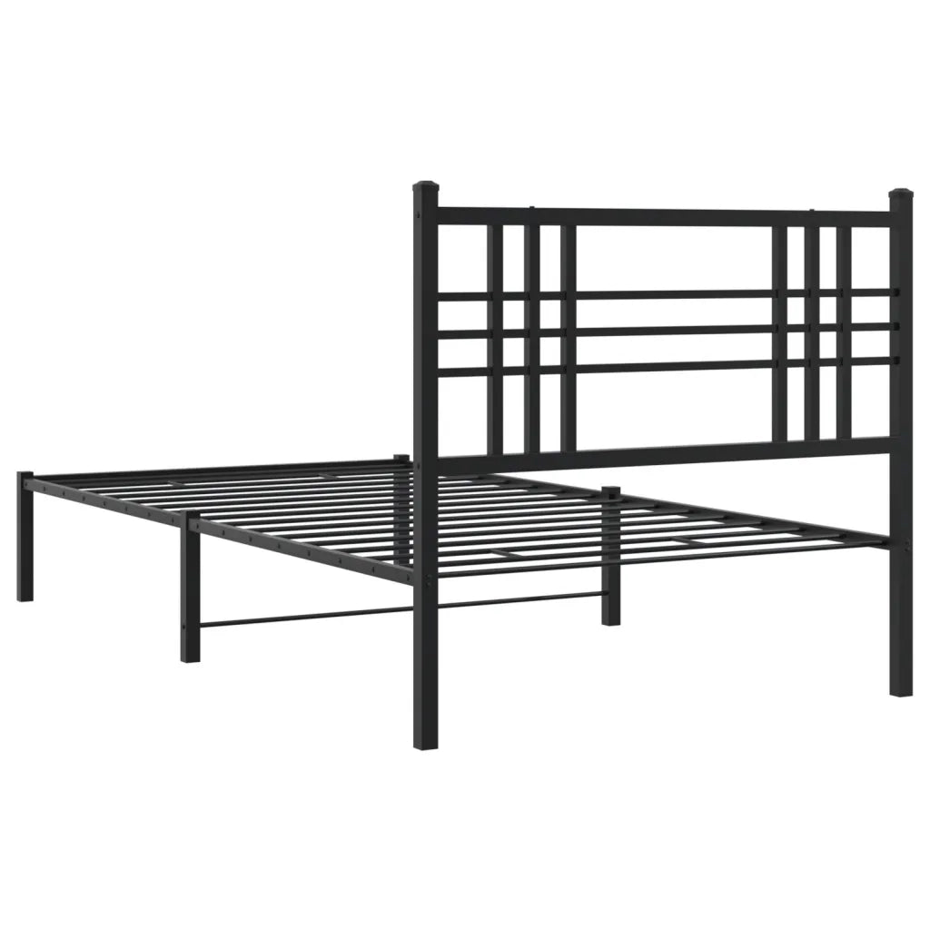 Giroletto con Testiera-Struttura Letto con testiera in Metallo Nero 90x190 cm 573540