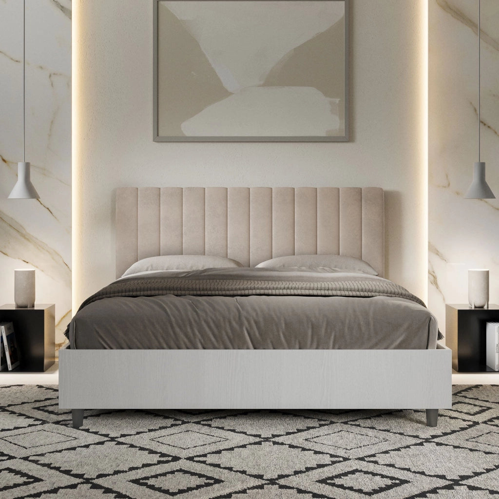 Letto Matrimoniale 160x190 cm con Rete Kaia Sabbia