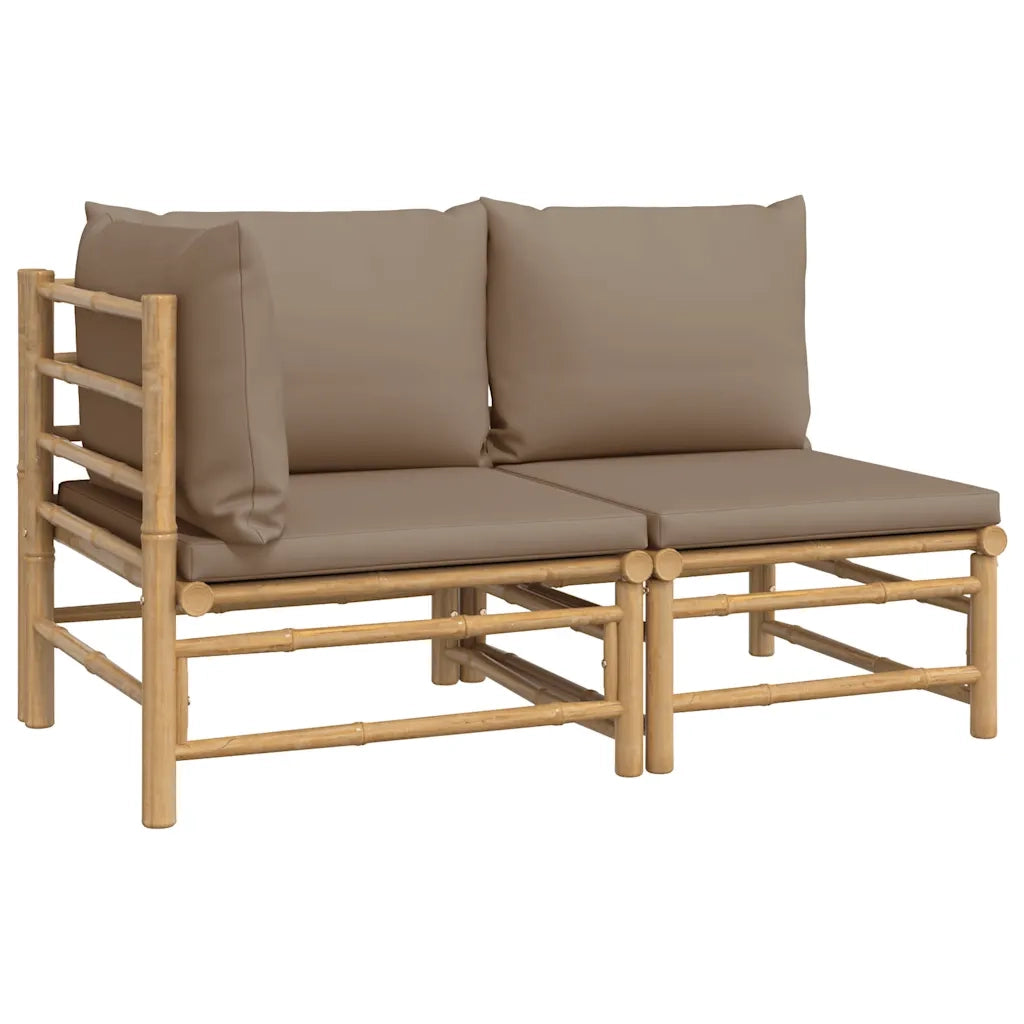 Set Salotto da Giardino 2pz con Cuscini Tortora Bambù 362284