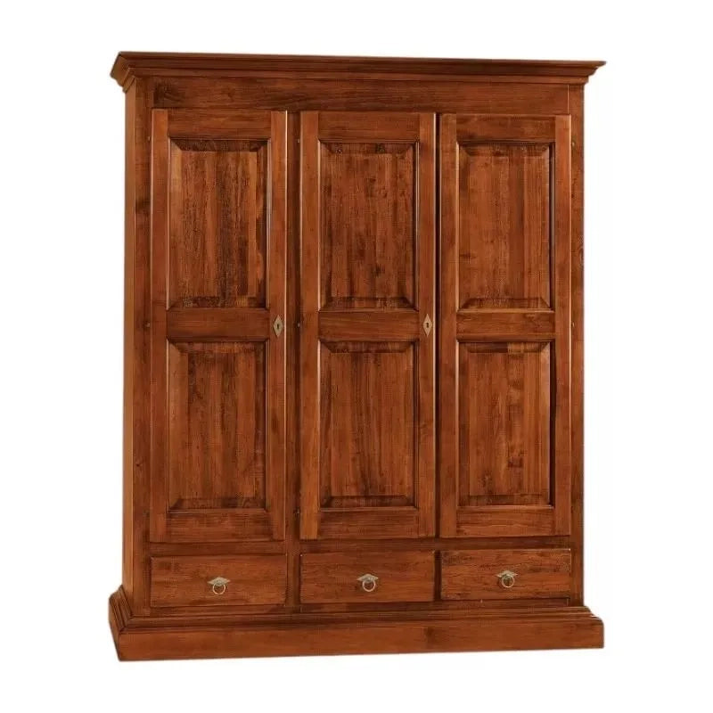 Armadio classico 3 porte 3 cassetti legno grezzo 182x61x221 (611) - Mobili 2G