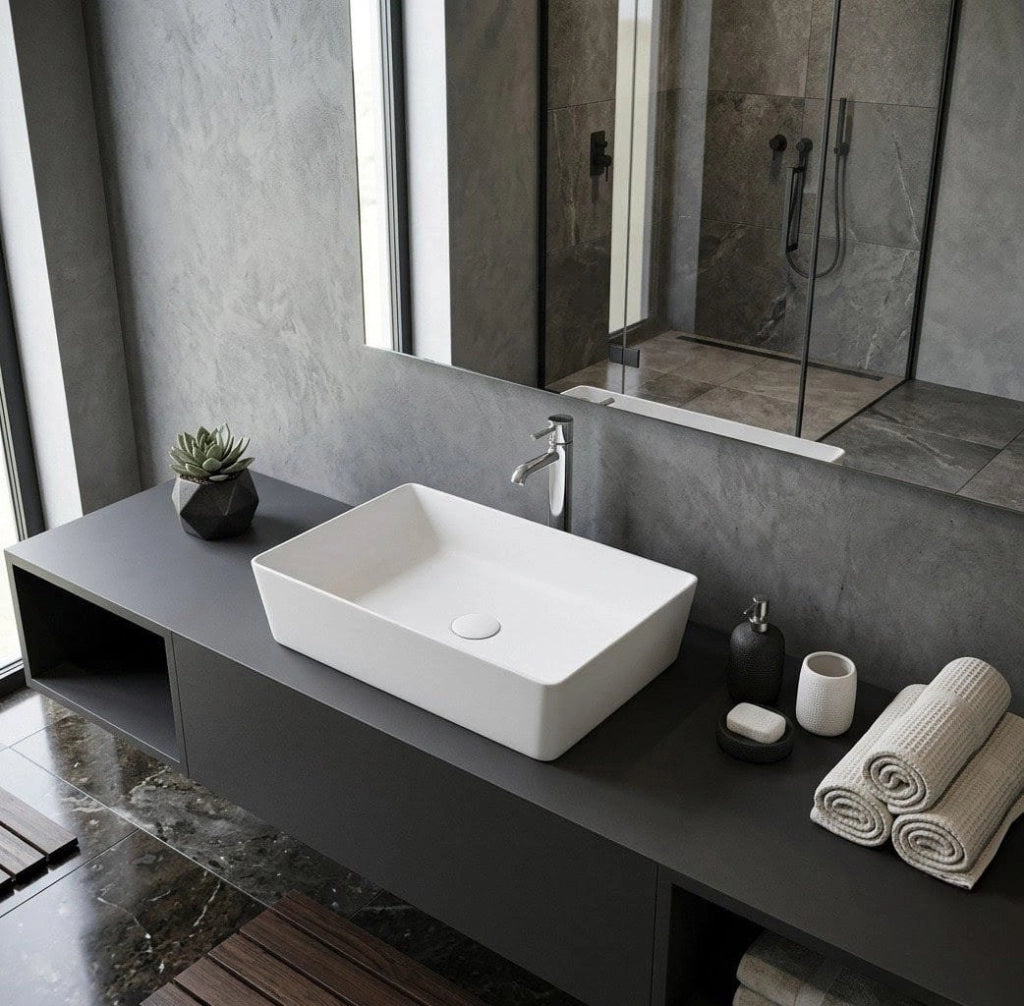 Lavabo rettangolare Rak Ceramics Feeling Bianco Matt