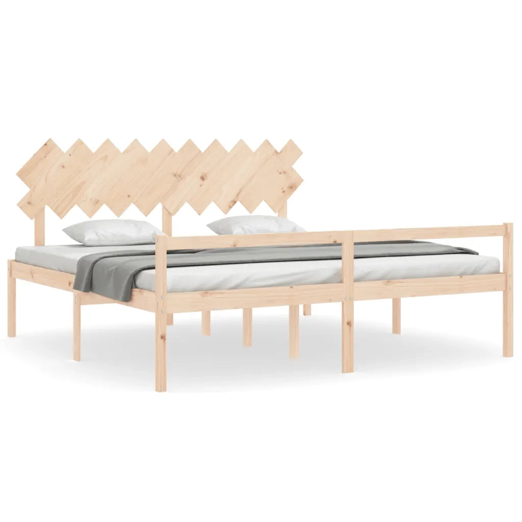 Letto matrimoniale | Letto per adulti | Letto per Anziani con Testiera 200x200 cm in Legno Massello