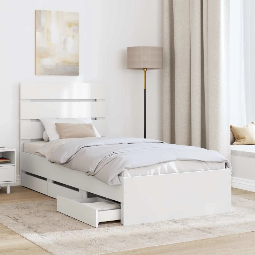 Struttura del letto-Giroletto-Rete del Letto Bianco 75 x 190 cm Legno Ingegnerizzato 876185