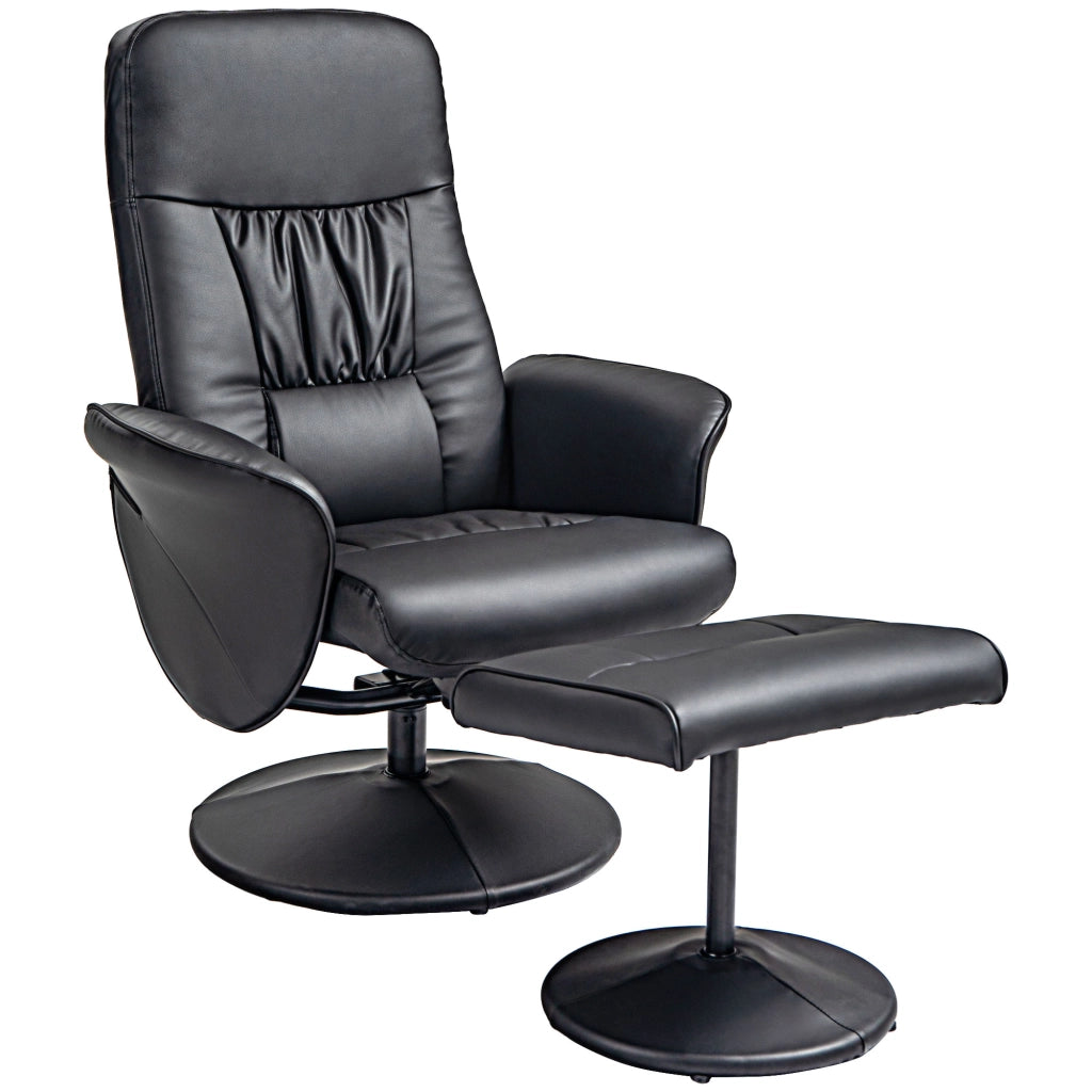 POLTRONA RECLINABILE CON POUF Set da 2 pezzi Nero Metallo