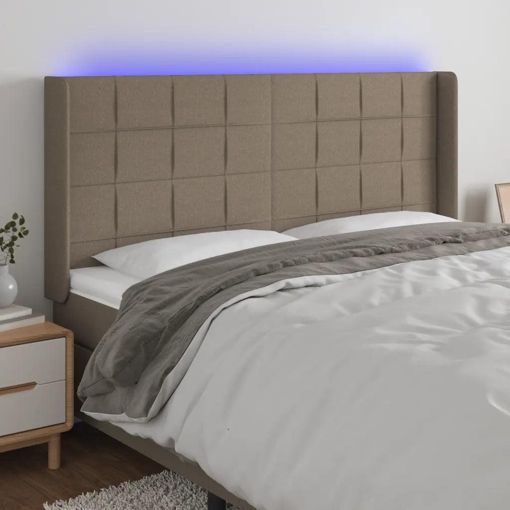 Testiera | Testata a LED Tortora 163x16x118/128 cm in Tessuto