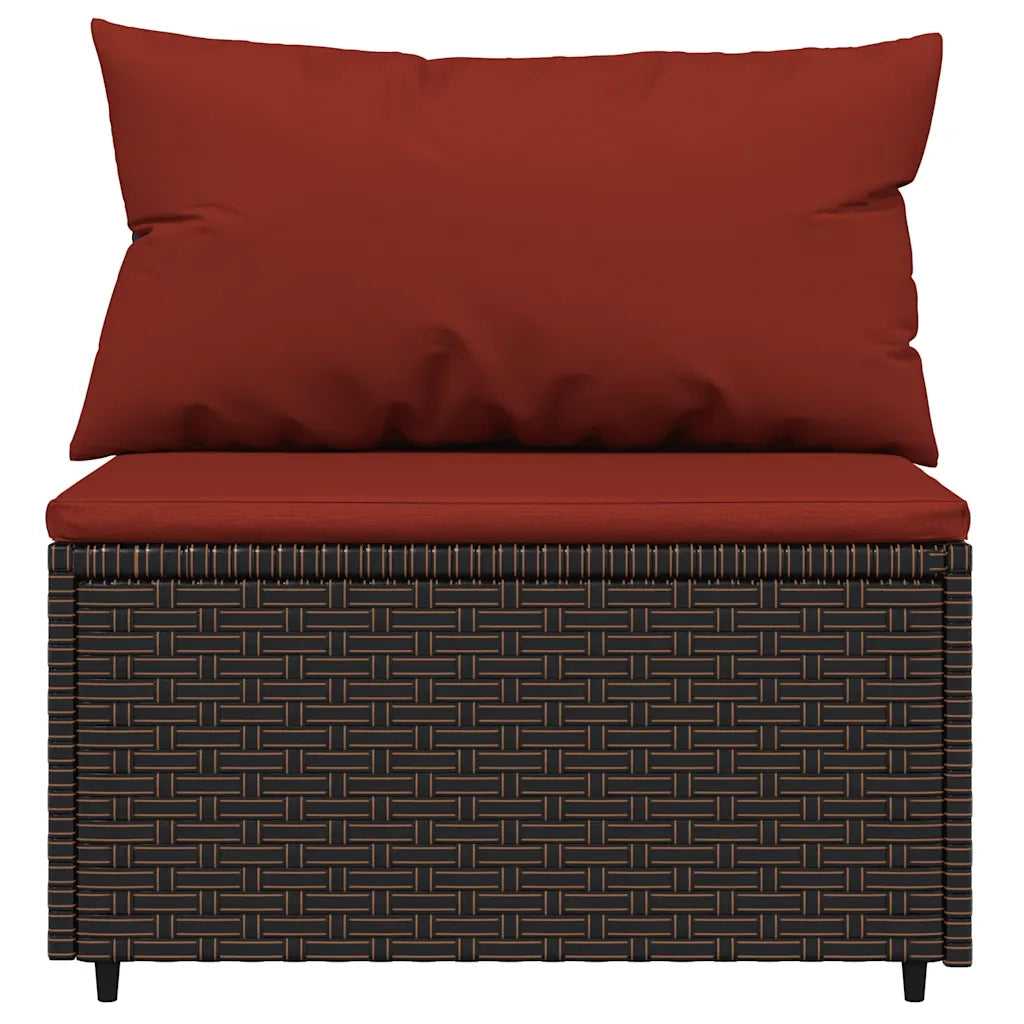 Set Mobili da Giardino 3 pz con Cuscini in Polyrattan Marrone CFW3637083