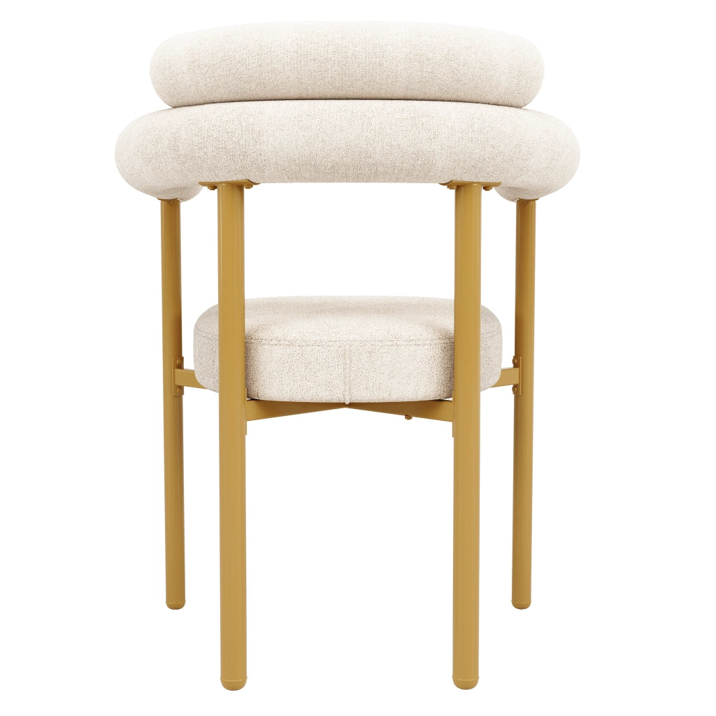 Set di 2 sedie da pranzo con schienale ergonomico e seduta imbottita ampia in tessuto effetto camoscio beige