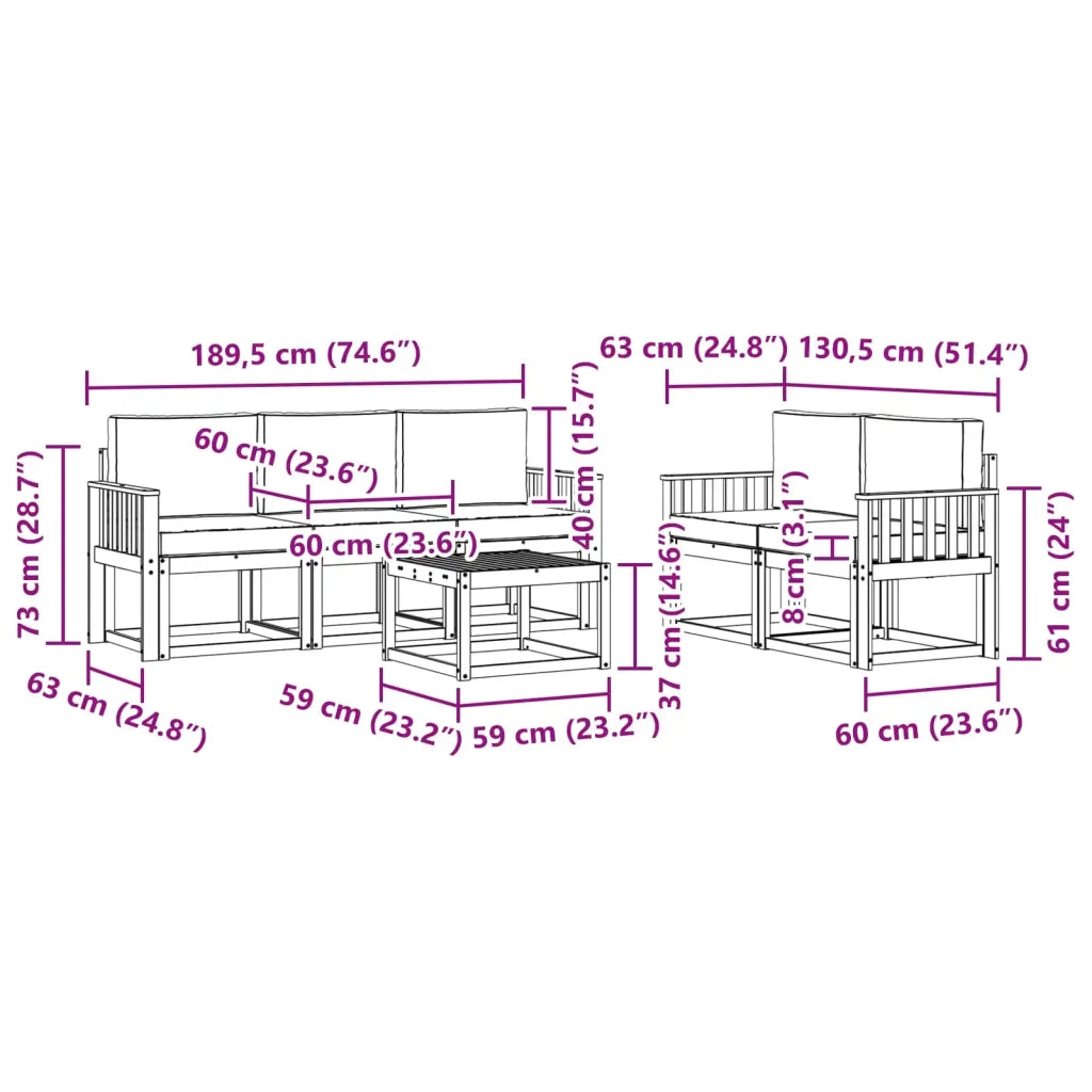Set di divani da esterno 6 pcs 3387239