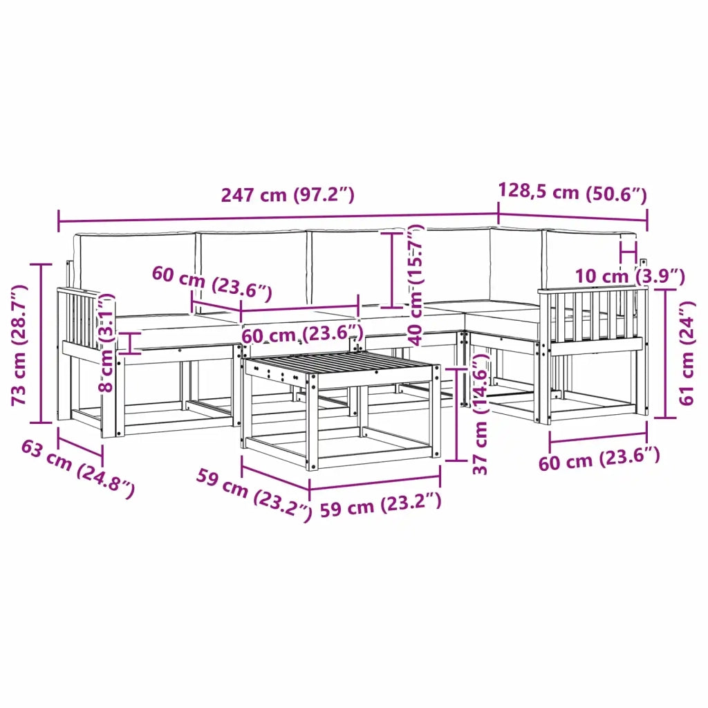 Set di divani da esterno 6 pz Bianco e Beige 3387662