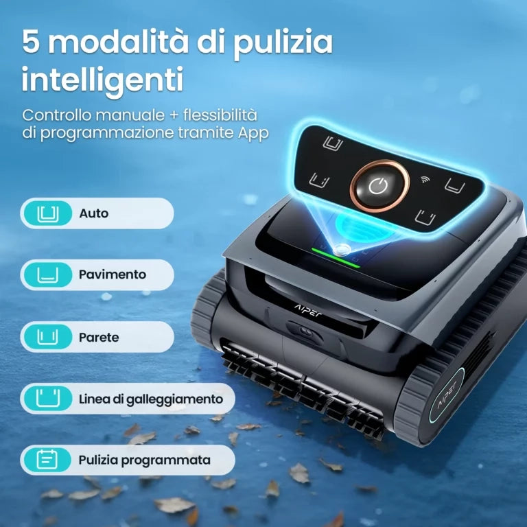 AIPER Scuba S3 Robot Piscina Cordless, Pulizia Automatica Fondo e Pareti, Navigazione WavePath™, Filtrazione ad Alte Prestazioni e Controllo Smart