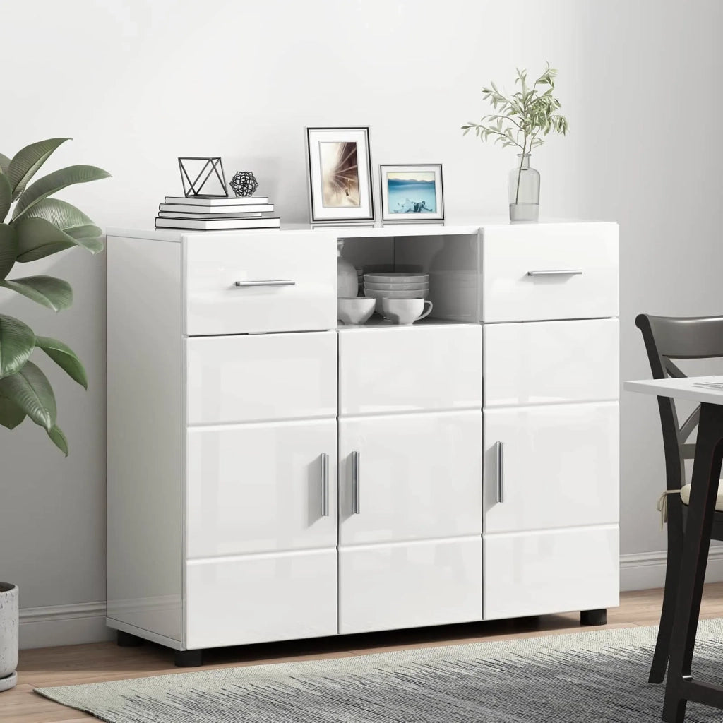Armadio in Legno con cassetto Bianco Lucido 88,5 x 30,5 x 73 cm 880285