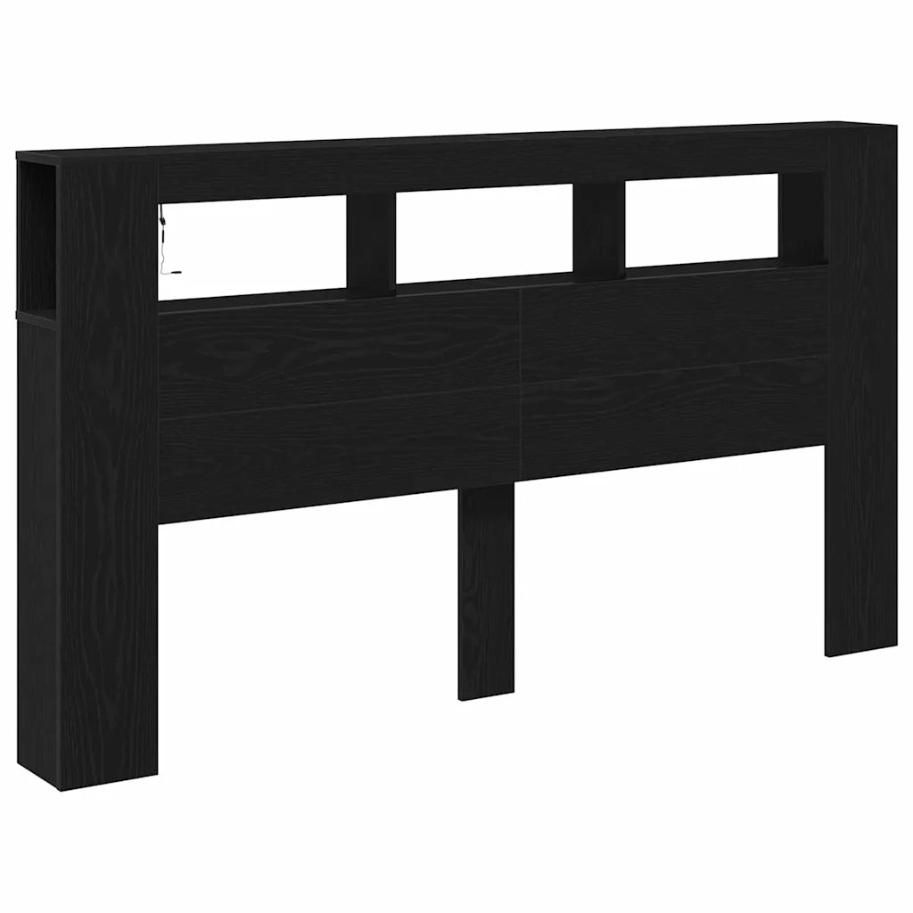 Testiera | Testata LED con lo scaffale Rovere Nero 180 x 18,5 x 103,5 cm