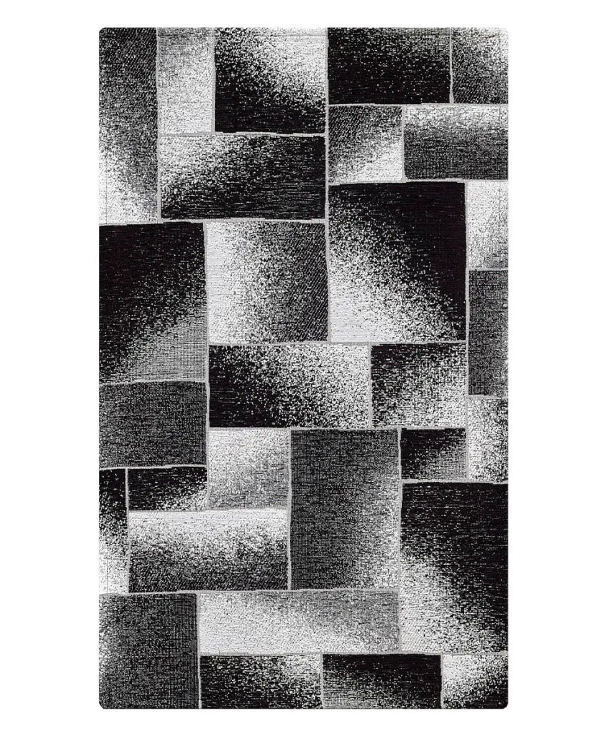 Tappeti Arredo TETRIX NERO salotto soggiorno camera, disegno geometrico stile mondrian arte moderna, multiuso lavabile antiscivolo cm.65x110 (Coppia)