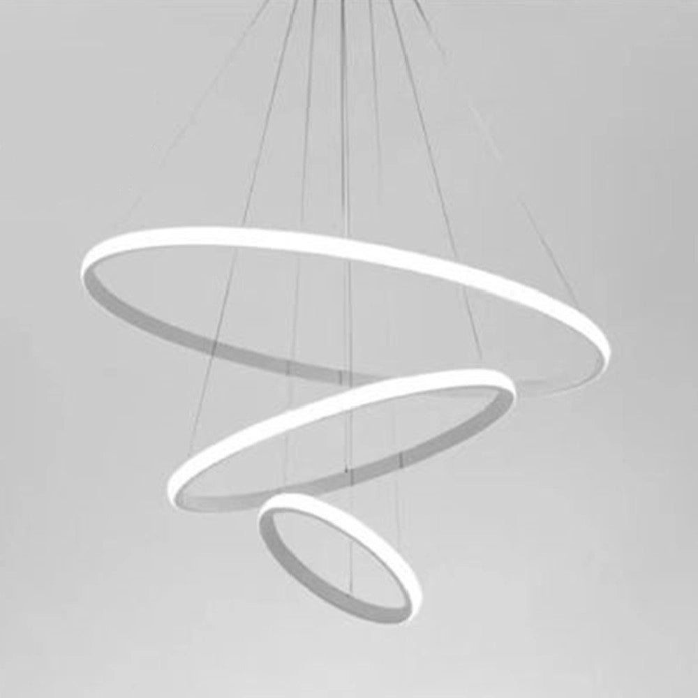 Trade Shop - Lampadario Sospeso Led 100w 3 Cerchi Pendente Anelli Bianco Luce 6500k Moderno 50309 -