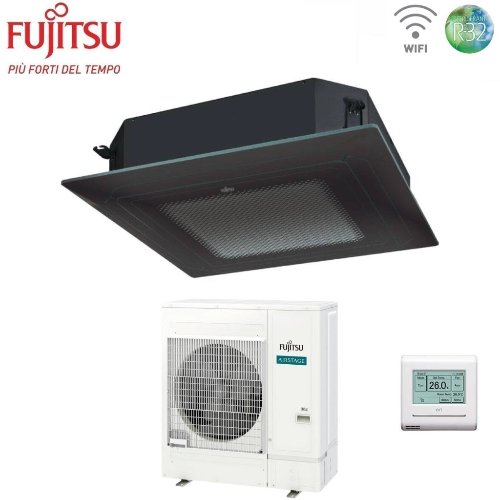 Condizionatore a Cassetta Fujitsu KR Circular Flow Black 45000 Btu AUXG45KRLB Monofase R-32 Wi-Fi Optional con Griglia e Filocomando