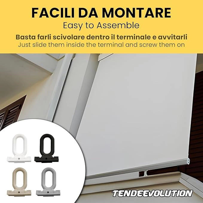 Gancio per Tenda da Sole in Pvc - Occhiello Per Tenda A Caduta Mod. Angolo 90° Colore Bianco