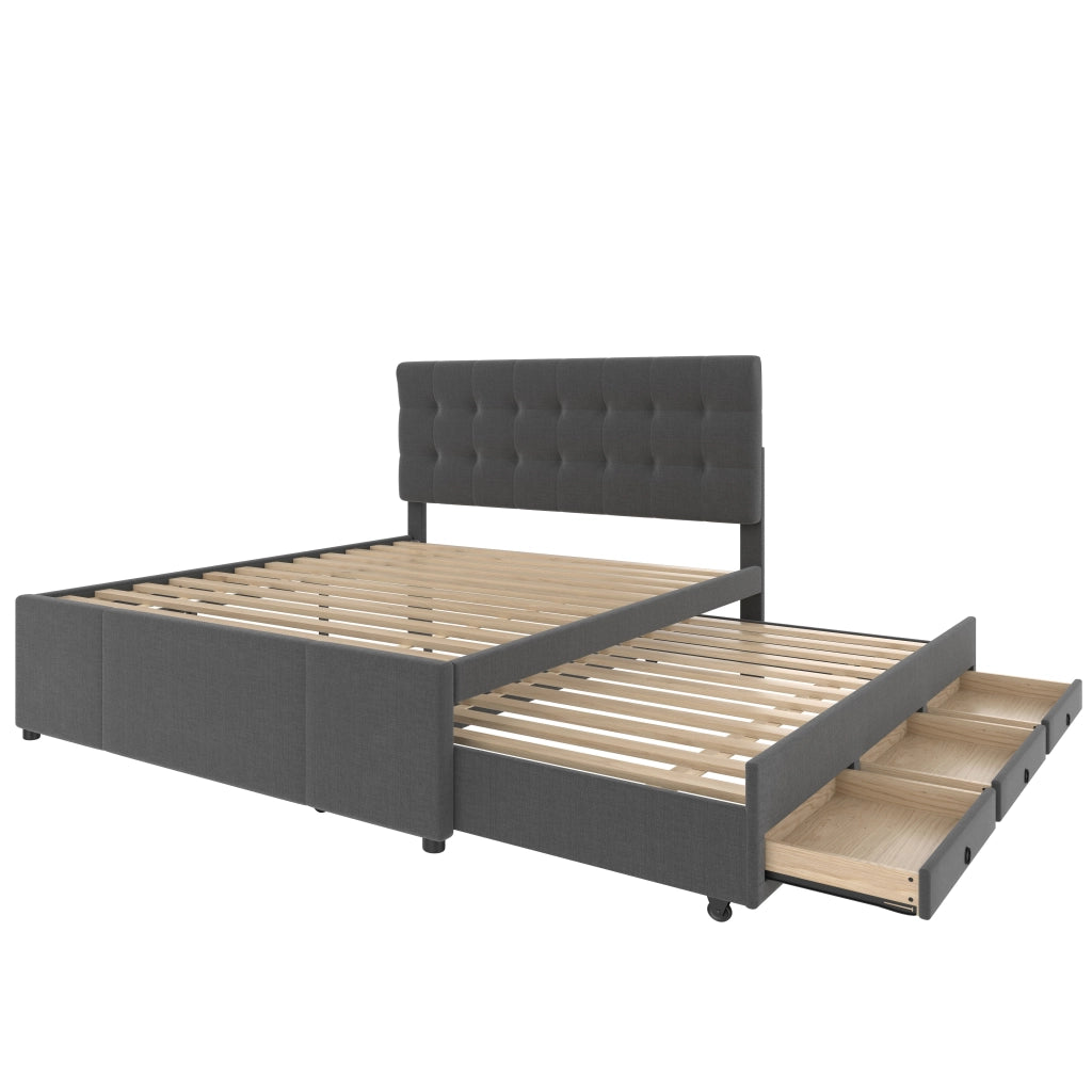 letto imbottito lino grigio 140 x 200 cm