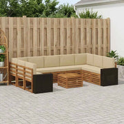 Set di divani da esterno 10 pz Naturale e Beige Poliestere 3384874