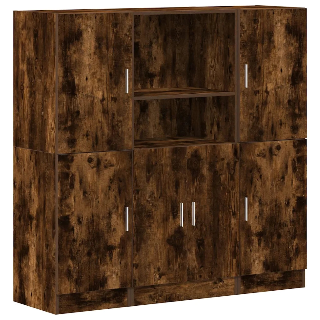 Set di Armadio pensile | Mobili da Cucina 3 pz Rovere Fumo in Truciolato