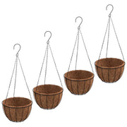 Fioriere | Cassetta per fiori | Vaso Pensili 4 pz Rivestimenti Cocco Nero ?35x52cm Acciaio