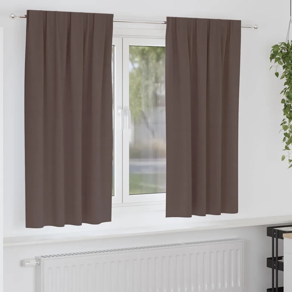 Tende Oscuranti | Tende Blackout con Anelli 2 pz Marrone Scuro 175 x 140 cm