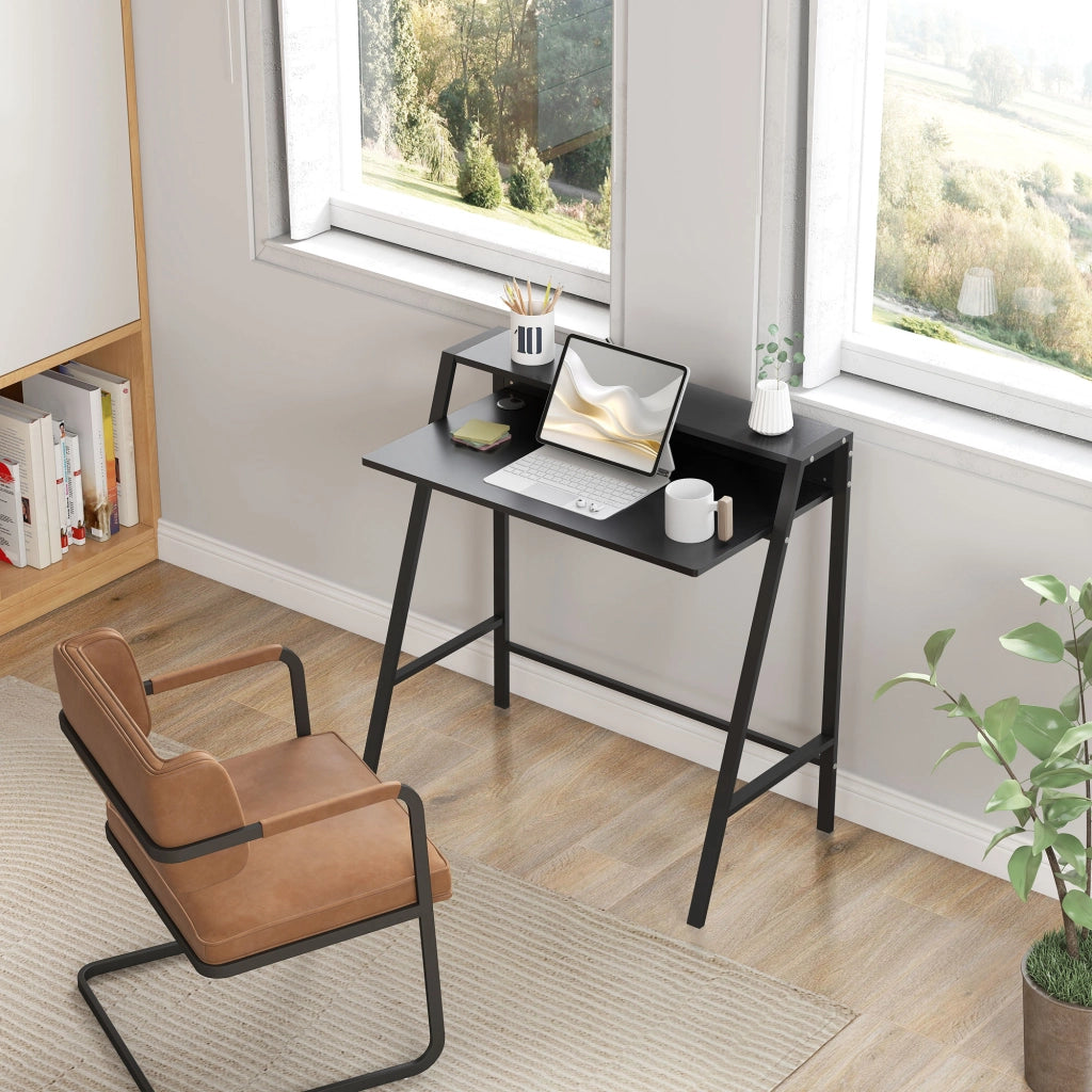 Scrivania per Computer con Cassetti e Gestione Cavi ¨C Minimal ¨C 84x45x85 cm, Nero