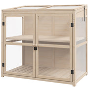 Serra fredda in legno a 2 livelli con doppie porte e finestra sul tetto, antivento, finitura naturale, 103x61x103 cm