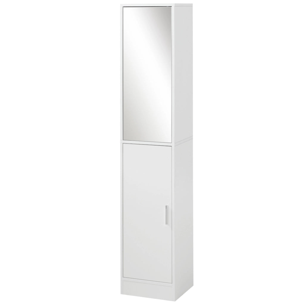 Mobile Colonna Bagno 5 Ripiani ¨C Xylo ¨C Bianco Legno Specchio 32x28x162 cm
