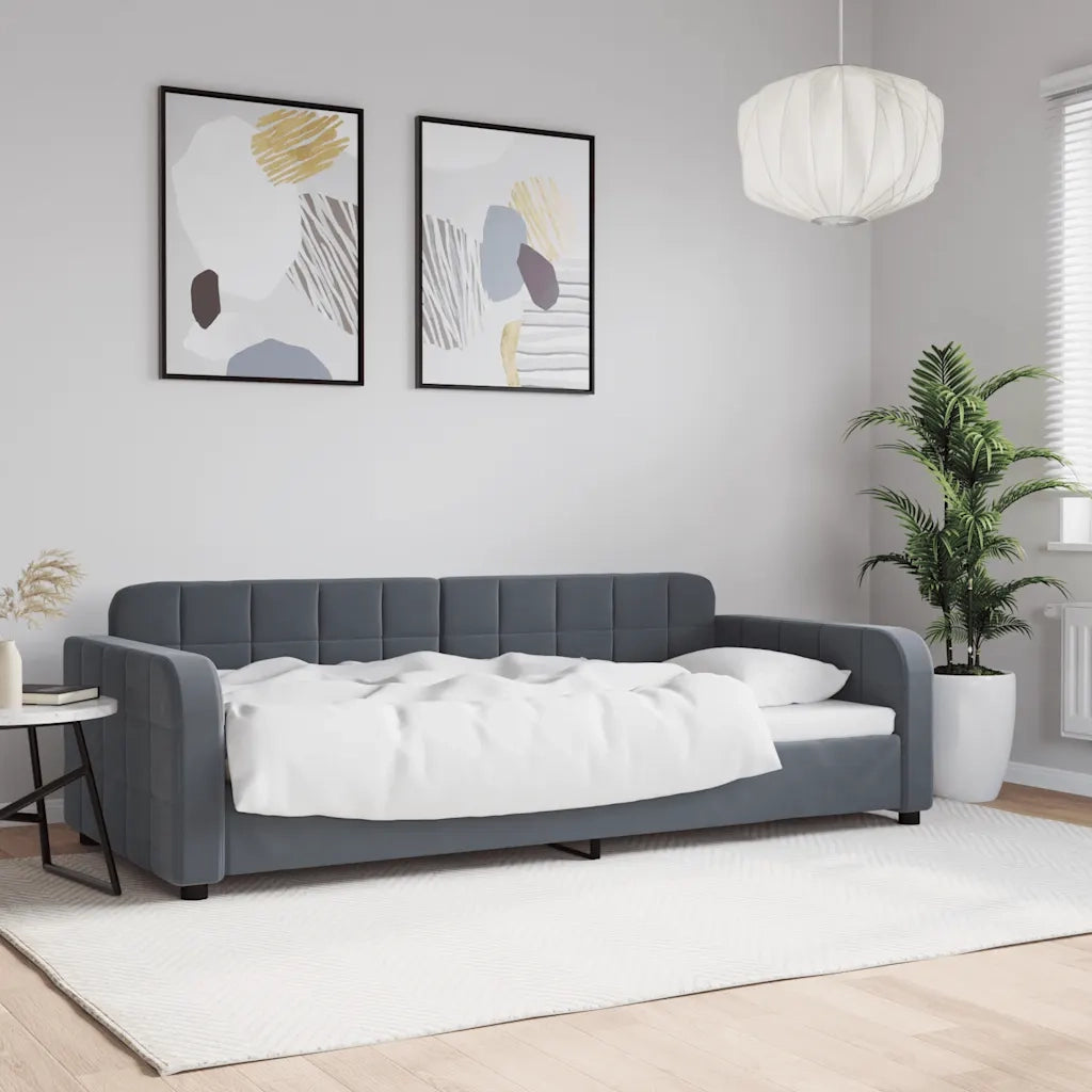 Letto singolo | Letto per adulti | Letto da Giorno Grigio Scuro 90x190 cm in Velluto