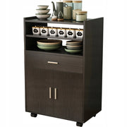 Mobile da cucina su ruote, carrello moderno, tavolo-scaffale su ruote, stile loft, nero