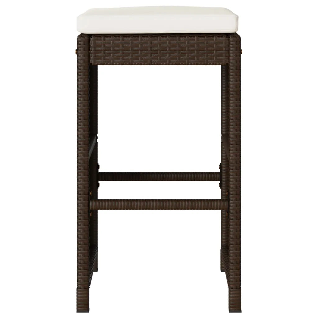 Sgabelli da Bar con Cuscini 2 pz Marroni in Polyrattan 368685
